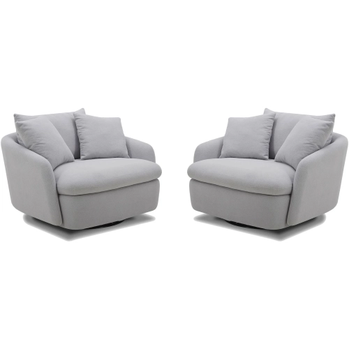 Boomer Large Swivel Chair w/ 2 Pillows in Dove Grey Fabric (Set of 2)