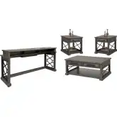 Sundance Coffee Cocktail Table, 2 End Tables & Console Table Set in Grey Wood