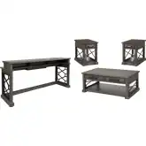 Sundance Coffee Cocktail Table, 2 Side Tables & Console Table Set in Grey Wood
