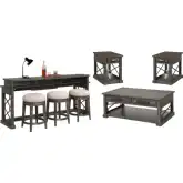 Sundance Coffee Cocktail Table, 2 Side Tables, Console Table & 3 Stools in Grey Wood