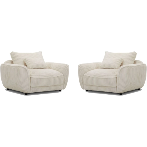 Utopia Accent Chair & A Half w/ Lumbar Pillow in Ivory Fabric (Set of 2)