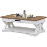 Americana Modern Coffee Cocktail Table in Cotton White & Oak