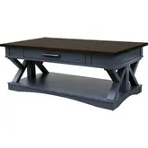 Americana Modern Coffee Cocktail Table in Denim Blue & Wood