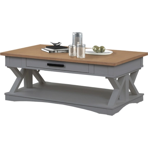 Americana Modern Coffee Cocktail Table in Dove Gray & Wood