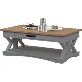 Americana Modern Coffee Cocktail Table in Dove Gray & Wood