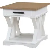 Americana Modern End Table in Cotton White & Oak