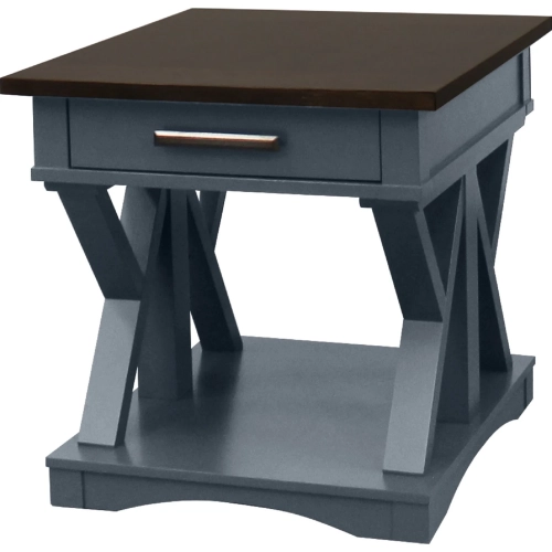 Americana Modern End Table in Denim Blue & Wood