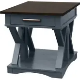 Americana Modern End Table in Denim Blue & Wood