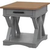 Americana Modern End Table in Dove Grey & Oak Veneer