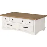 Americana Modern Lift Top Cocktail Table in Cotton White & Oak