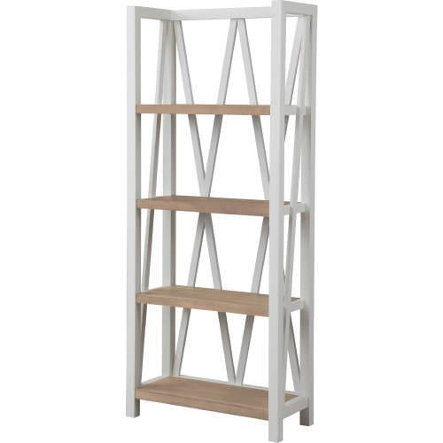 Americana Modern Etagere Bookcase in Cotton White Wood