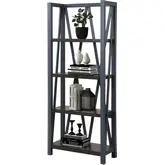 Americana Modern Etagere Bookcase in Denim Blue Wood