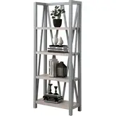 Americana Modern Etagere Bookcase in Dove Grey Wood