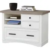 Americana Modern File Cabinet with Power Center in Cotton White Wood