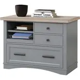 Americana Modern File Cabinet with Power Center in Dove Grey Wood