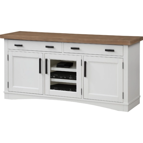 Americana Modern 63" TV Stand Console with Power in Cotton White Wood