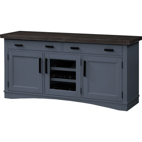 Americana Modern 63" TV Stand Console with Power in Denim Blue Wood