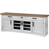 Americana Modern 76" TV Stand Console with Power in Cotton White Wood