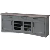 Americana Modern 76" TV Stand Console with Power in Dove Grey Wood