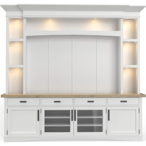 Americana Modern 4 Piece Entertainment Wall in Cotton & Weathered Oak