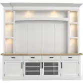 Americana Modern 4 Piece Entertainment Wall in Cotton & Weathered Oak