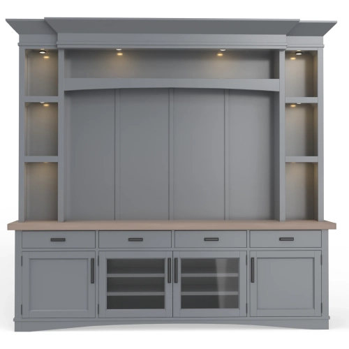 Americana Modern 4 Piece Entertainment Wall in Dove Gray Wood