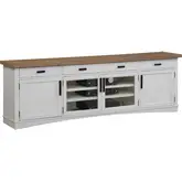Americana Modern 92" TV Stand Console with Power in Cotton White Wood