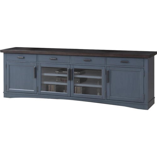 Americana Modern 92" TV Stand Console with Power in Denim Blue Wood