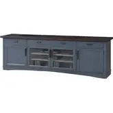 Americana Modern 92" TV Stand Console with Power in Denim Blue Wood
