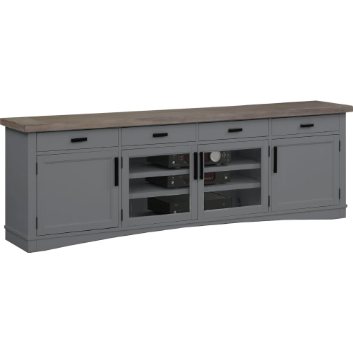 Americana Modern 92" TV Stand Console with Power in Dove Grey Wood