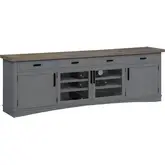 Americana Modern 92" TV Stand Console with Power in Dove Grey Wood