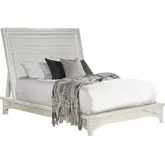 Americana Modern King Platform Bed in Cotton White & Neutral Fabric
