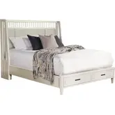 Americana Modern King Shelter Bed in Cotton White & Neutral Fabric
