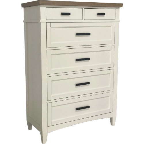 Americana Modern 6 Drawer Chest in Cotton White & Weathered Oak