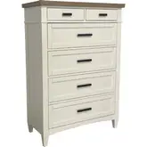 Americana Modern 6 Drawer Chest in Cotton White & Weathered Oak