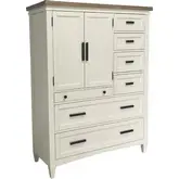 Americana Modern 2 Door 7 Drawer Chest in Cotton White & Weathered Oak