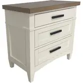 Americana Modern 3 Drawer Nightstand with Charging in White & Weathered Oak (Set of 2)