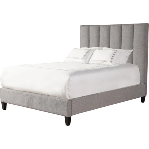 Avery Queen Bed in Channel Tufted Stream Grey Fabric