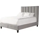 Avery King Bed in Channel Tufted Stream Grey Fabric