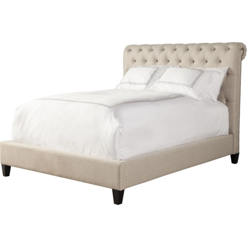 Cameron Queen Bed in Tufted Downy Natural Fabric