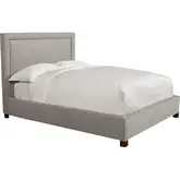Cody King Bed in Cork Natural Fabric with Nailhead Trim