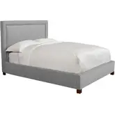 Cody King Bed Mineral Grey Fabric with Nailhead Trim