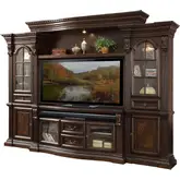 Bella Estate 67" 4 Piece Entertainment Wall Unit in Antique Vintage Dark Almond