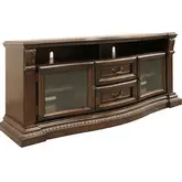 Bella 67" TV Stand with Power Center in Antique Vintage Dark Almond
