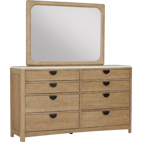 Escape 8 Drawer Dresser & Mirror Set in Glazed Natural Oak