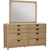 Escape 8 Drawer Dresser & Mirror Set in Glazed Natural Oak