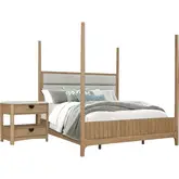 Escape Queen Poster Bed & Nightstand in Glazed Natural Oak