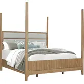 Escape King Poster Bed in Glazed Natural Oak & Neutral Fabric