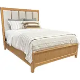 Escape King Panel Bed in Glazed Natural Oak & Neutral Fabric