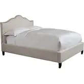 Jamie King Bed in Flour Natural Fabric with Nailhead Trim